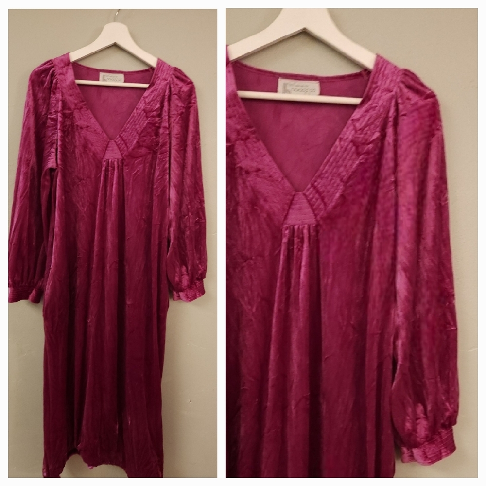 Vintage 70's Tom Bezduda Barad & Co V-neck Velour Gown